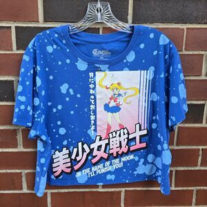 Sailor Moon Juniors Size XXL Blue Graphic Cropped Top